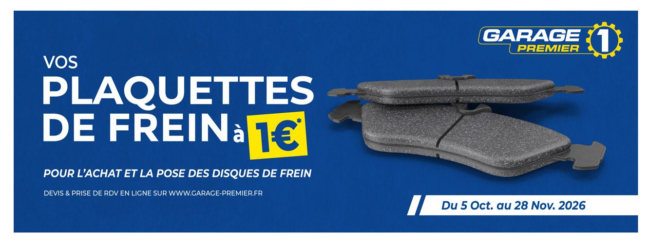 Plaquette de frein à 1€ pour l'achat et la pose de disques de frein